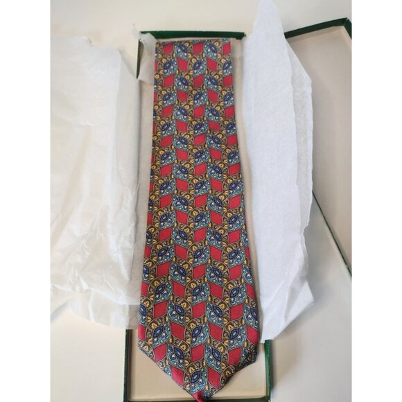Spencer Lowe Silk Geometric Necktie Vintage in Box USA Business Preppy NEW - Picture 2 of 5